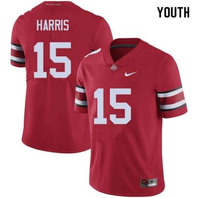 NCAA Ohio State Buckeyes Youth #15 Jaylen Harris Red Nike Football College Jersey HGA8645UL